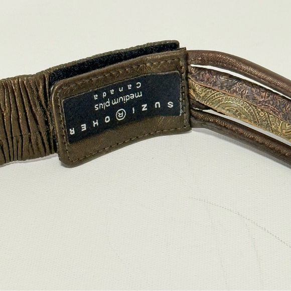 Suzi Roher Artisan Multi-Strand Leather Belt | Carved Stone Medallion and tassel main image 6